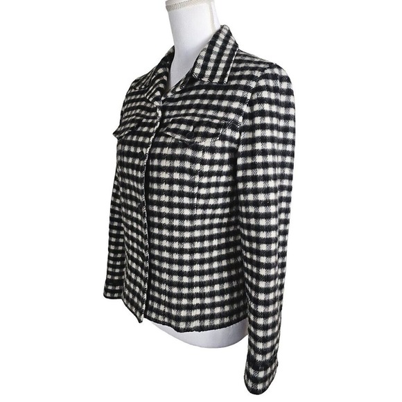 Talbots ~Woman Size 6 Petite~ White/Black Plaid Print Wool Blend Jacket Blazer. - Picture 1 of 12